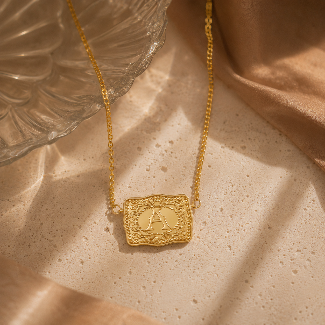Lunetta Western Buckle Initial Necklace