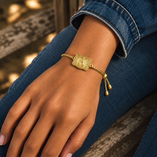 Lunetta Western Buckle Initial Bracelet