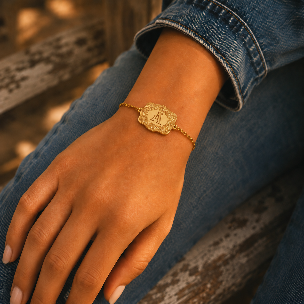 Lunetta Western Buckle Initial Bracelet