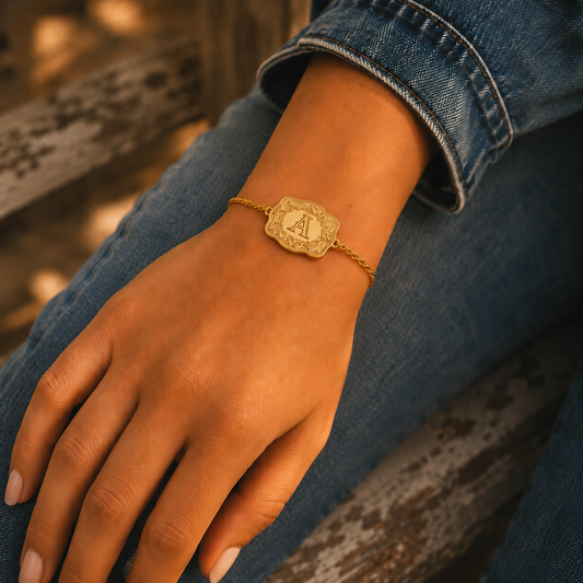 Lunetta Western Buckle Initial Bracelet