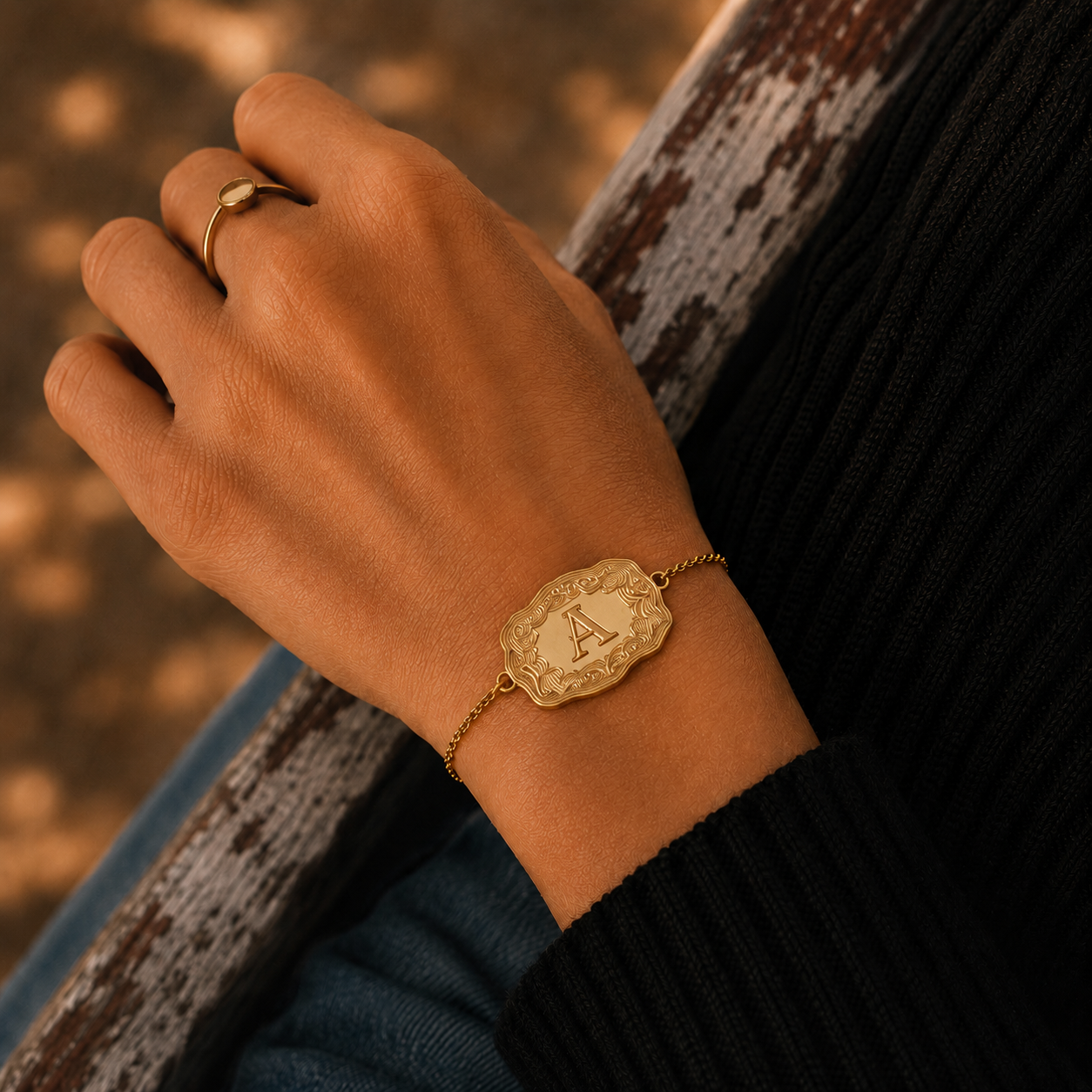 Lunetta Western Buckle Initial Bracelet