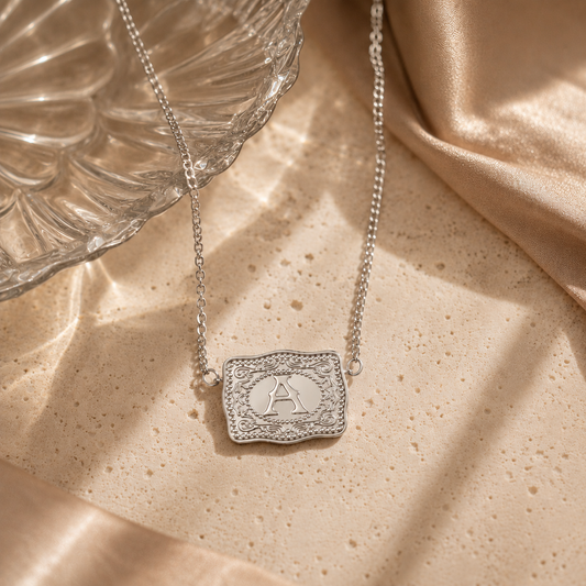 Lunetta Western Buckle Initial Necklace