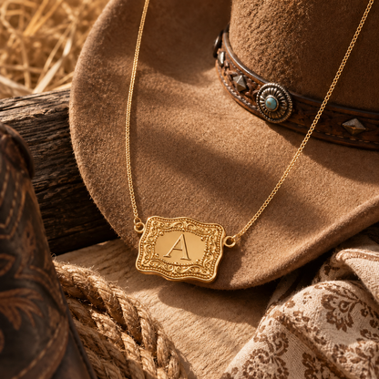 Lunetta Western Buckle Initial Necklace