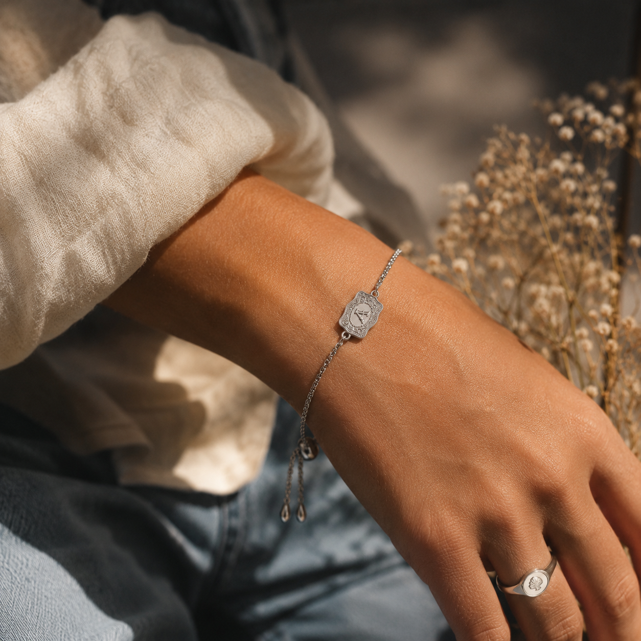 Mini Buckle Initial Bracelet