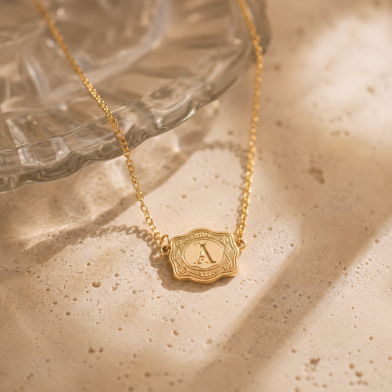 Mini Buckle Initial Necklace