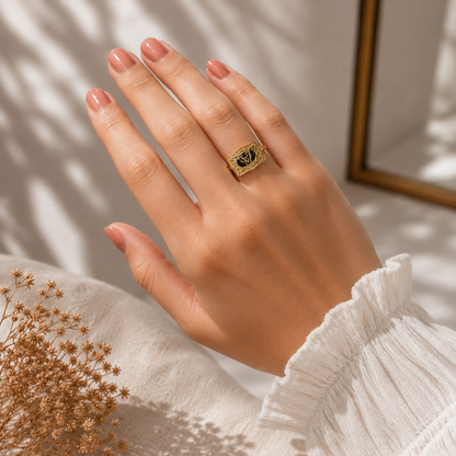 Lunetta Western Buckle Initial Ring